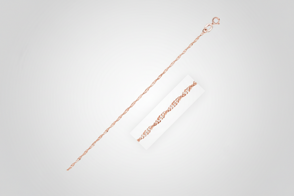 Singapore chain crafted in 14k rose gold measuring