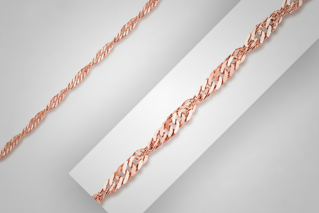 Singapore chain crafted in 14k rose gold measuring